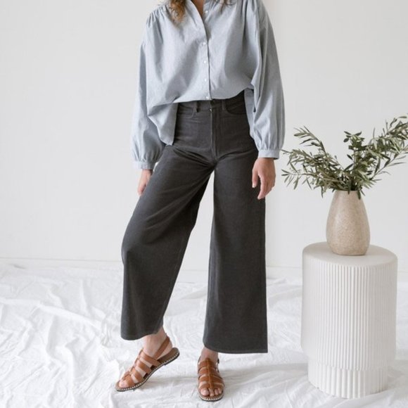 NWT Gray corduroy wide leg pants - Picture 1 of 8
